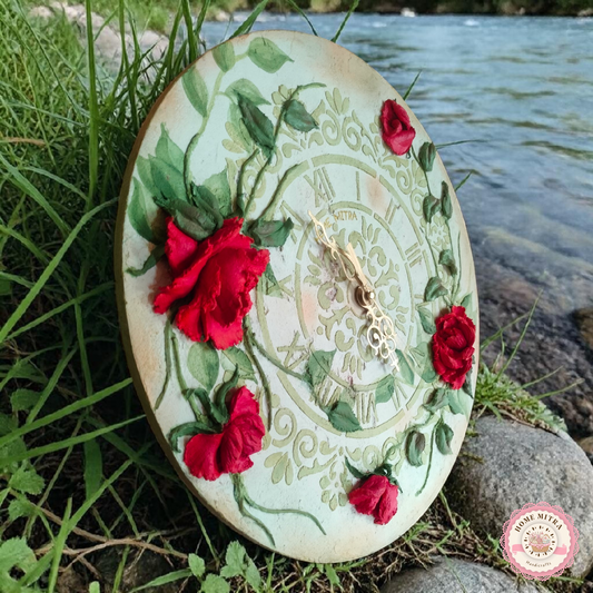Vintage Rose 3D Sculptural Wall Clock (14-Inch)