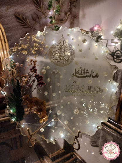 Divine Blessings: Handcrafted Resin Art with Gold Leaf & Pearls