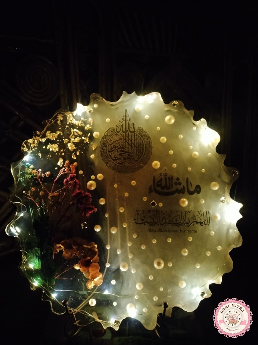 Divine Blessings: Handcrafted Resin Art with Gold Leaf & Pearls