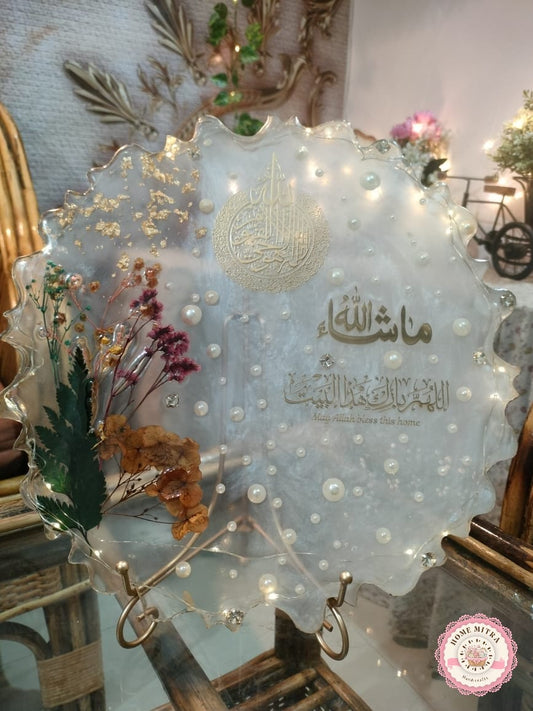 Divine Blessings: Handcrafted Resin Art with Gold Leaf & Pearls