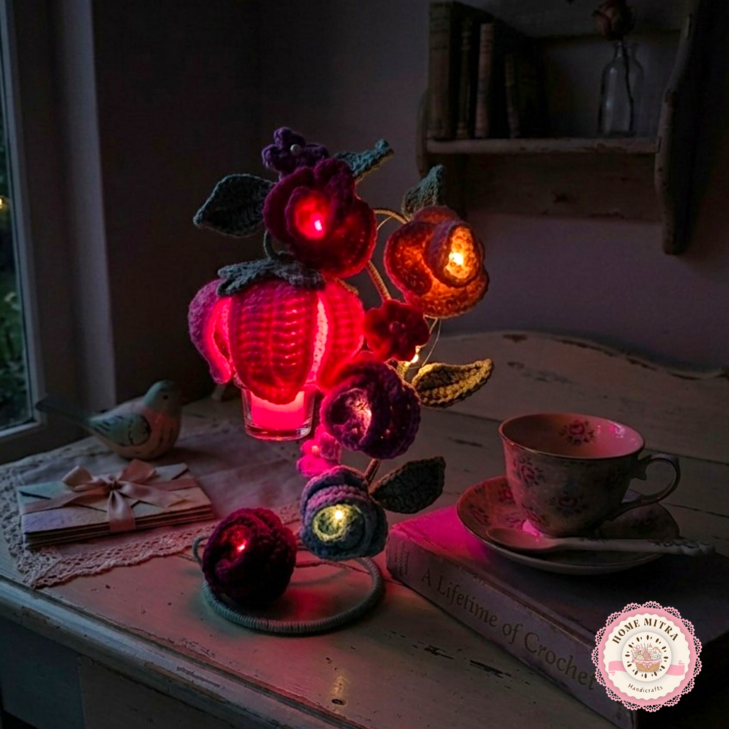 Midnight Garden: Hand-Crocheted Tealight Holder