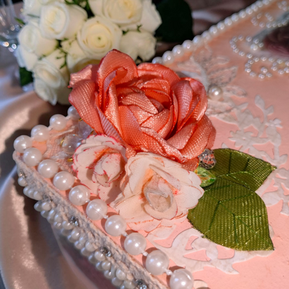 Vintage Peony and Rose Pearl Shabby Chic Vanity Trunk