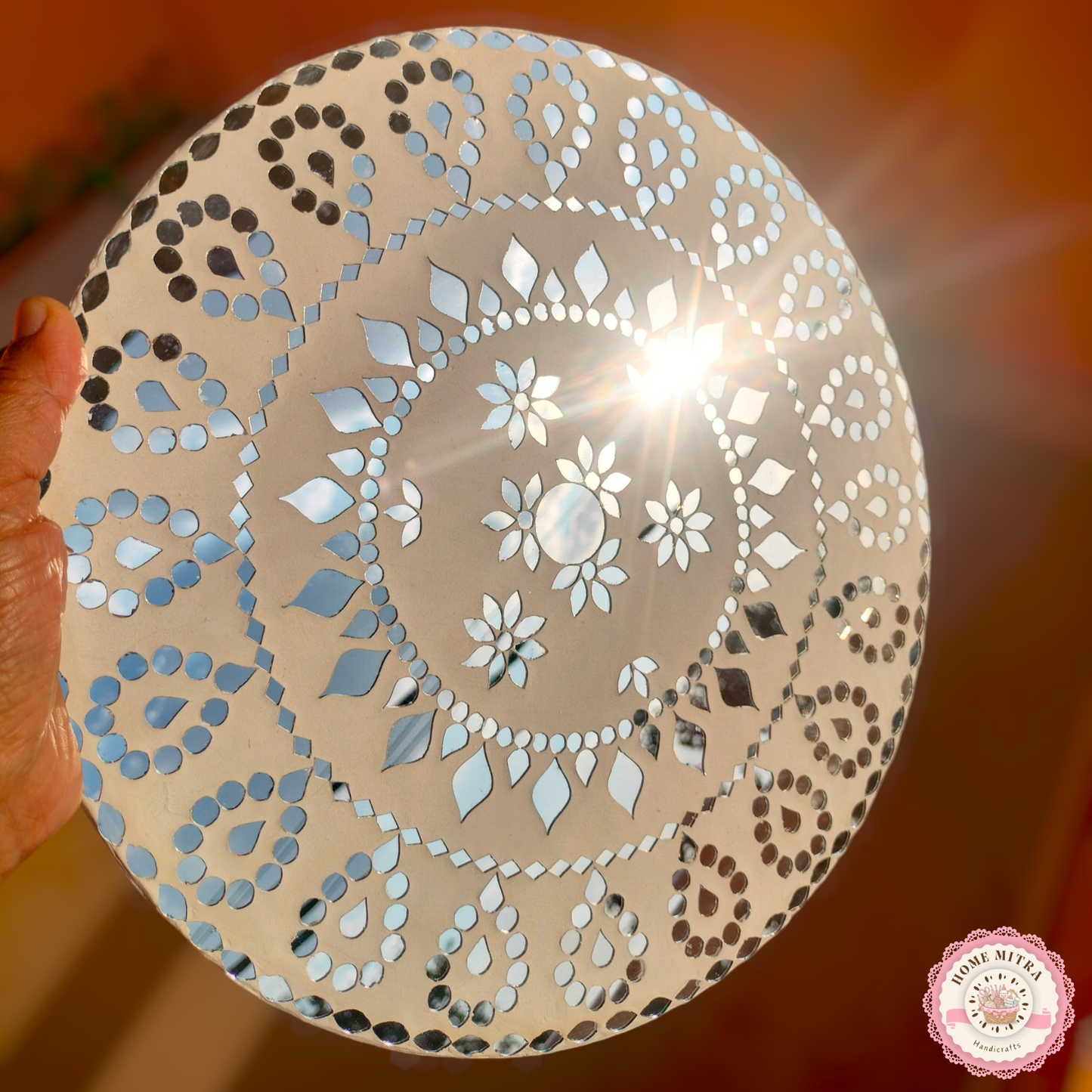 Crystal Rain Mirror Mosaic Art – Pure Reflection