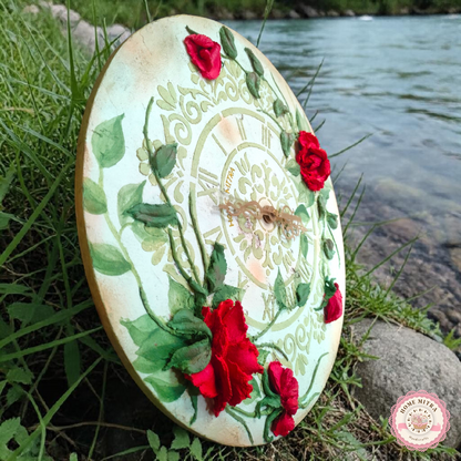 Vintage Rose 3D Sculptural Wall Clock (14-Inch)