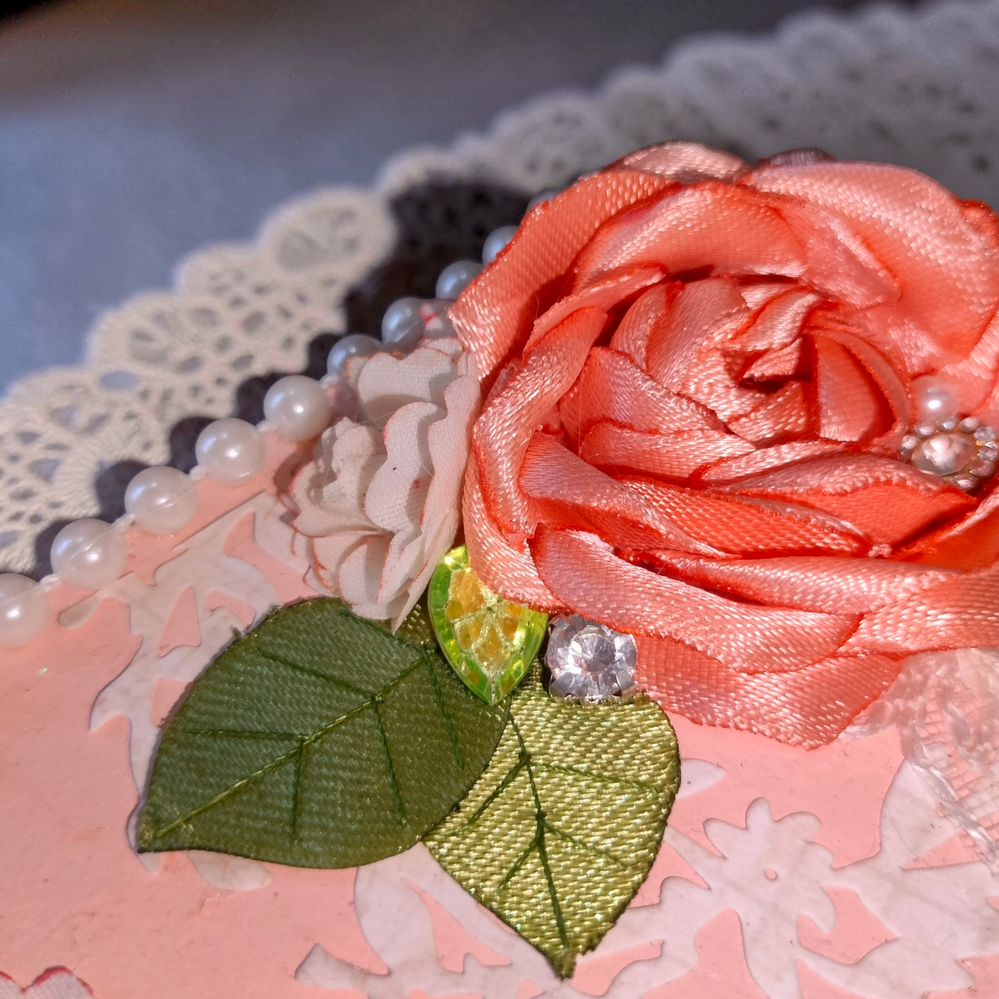 Vintage Peony and Rose Pearl Shabby Chic Vanity Trunk