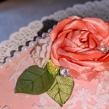 Vintage Peony and Rose Pearl Shabby Chic Vanity Trunk
