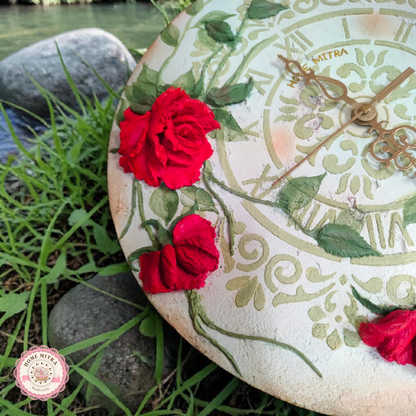 Vintage Rose 3D Sculptural Wall Clock (14-Inch)
