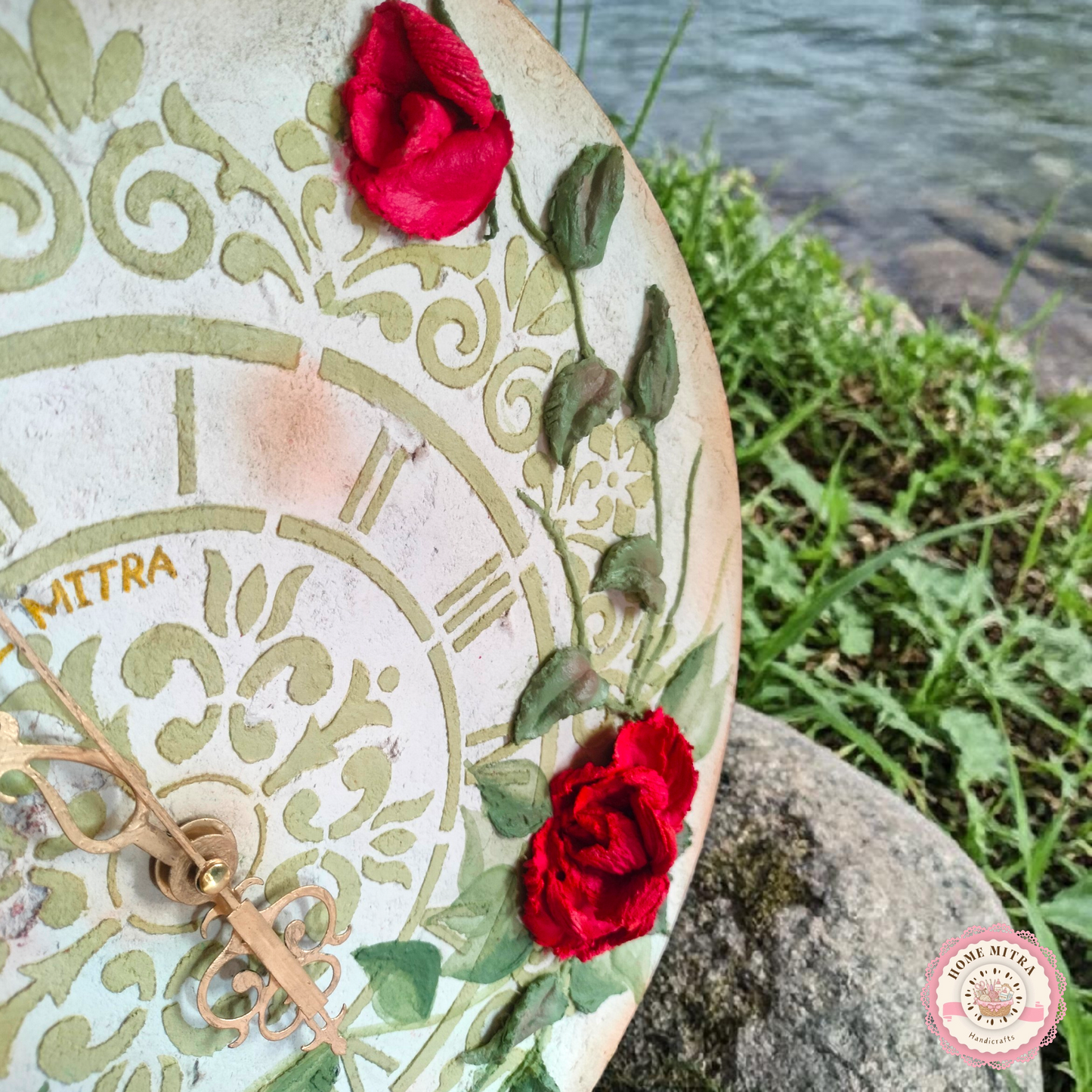 Vintage Rose 3D Sculptural Wall Clock (14-Inch)