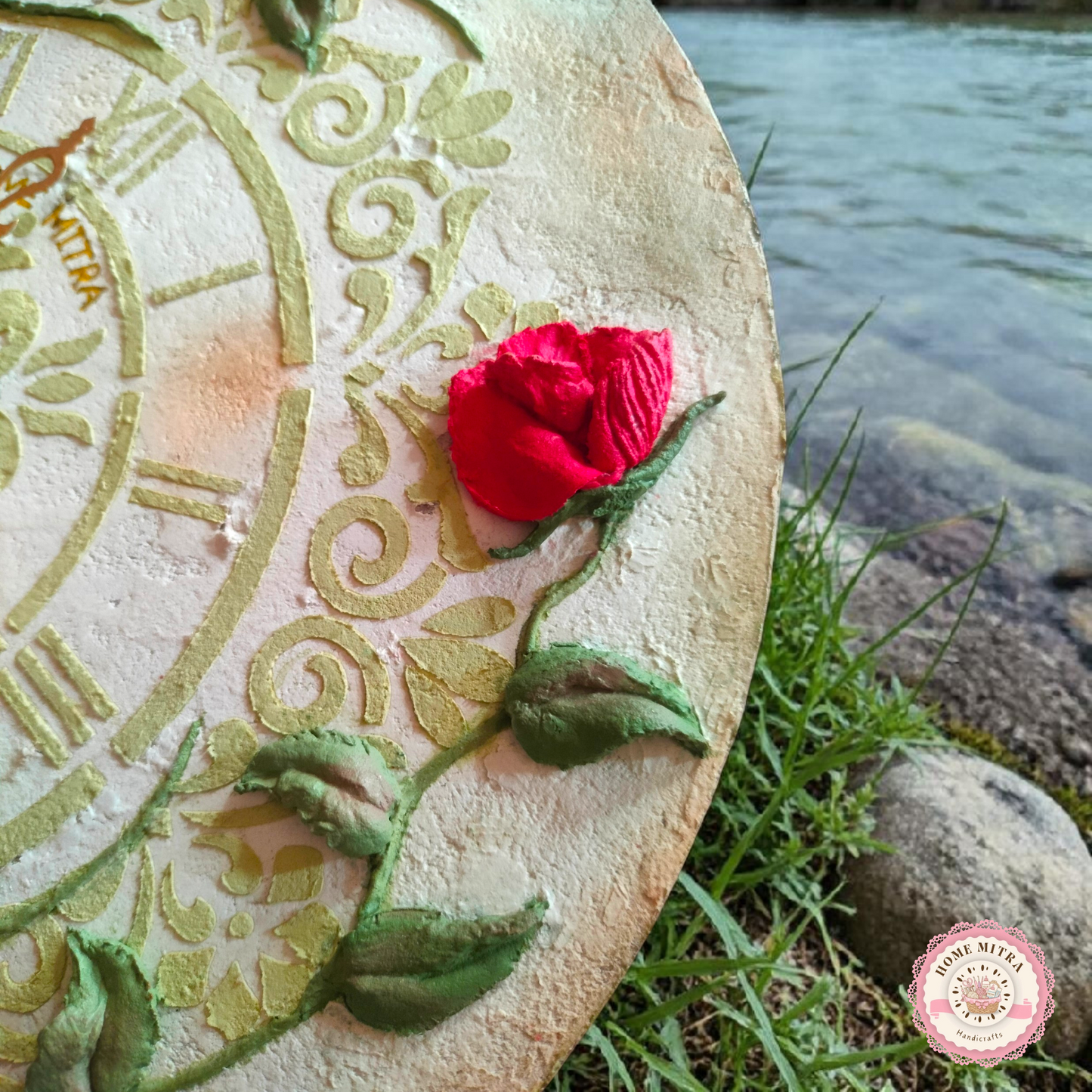 Vintage Rose 3D Sculptural Wall Clock (14-Inch)