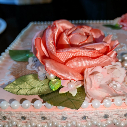 Vintage Peony and Rose Pearl Shabby Chic Vanity Trunk