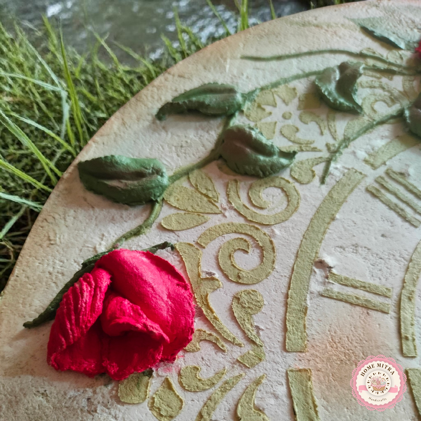 Vintage Rose 3D Sculptural Wall Clock (14-Inch)