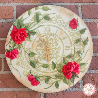 Vintage Rose 3D Sculptural Wall Clock (14-Inch)