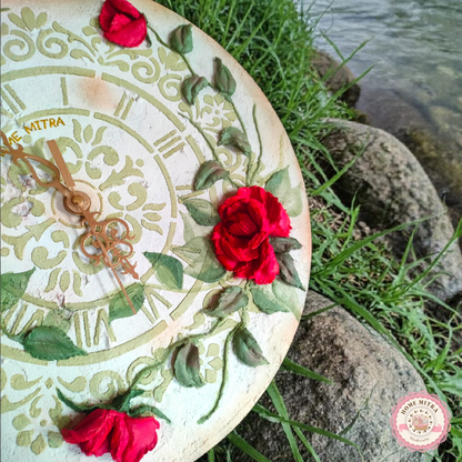 Vintage Rose 3D Sculptural Wall Clock (14-Inch)