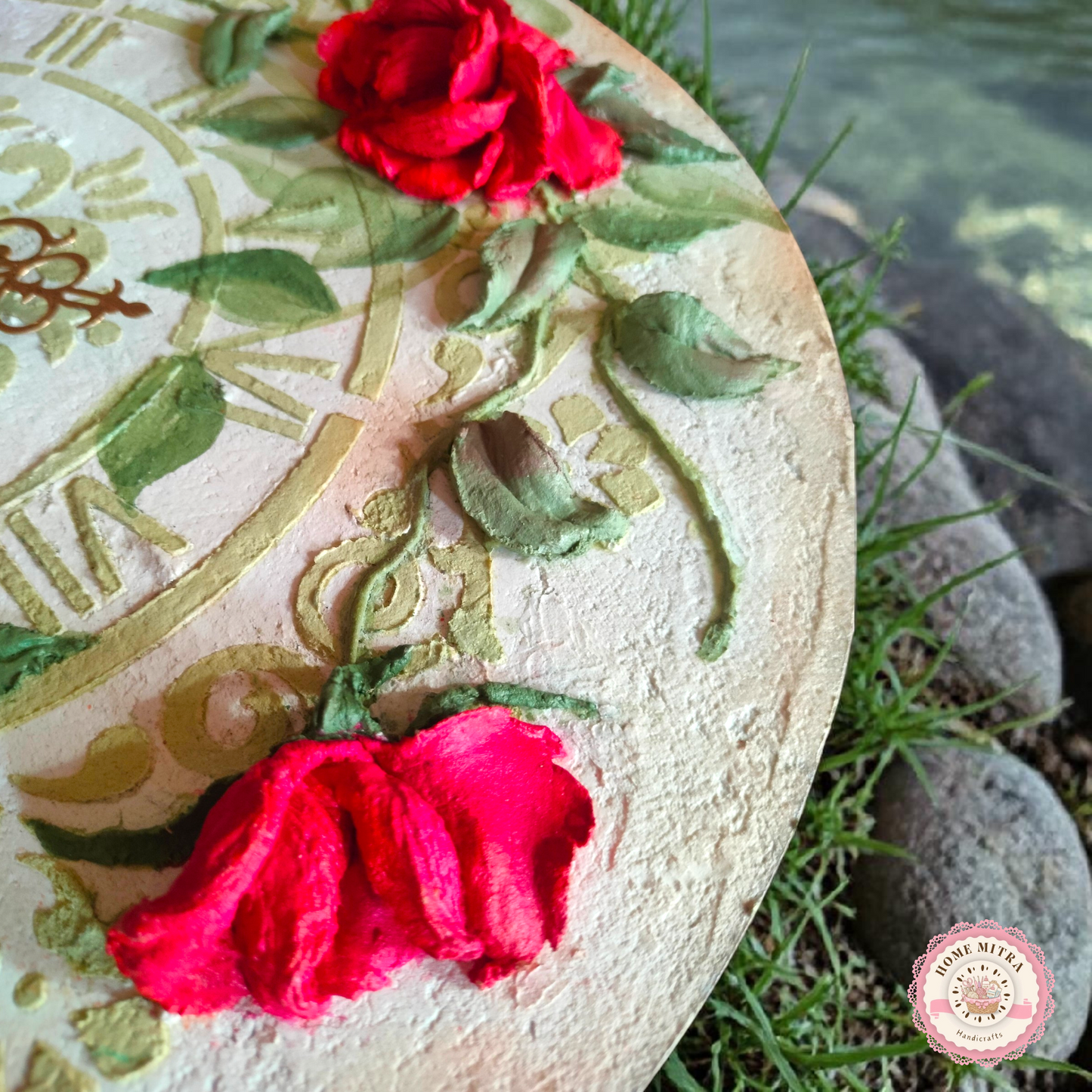 Vintage Rose 3D Sculptural Wall Clock (14-Inch)