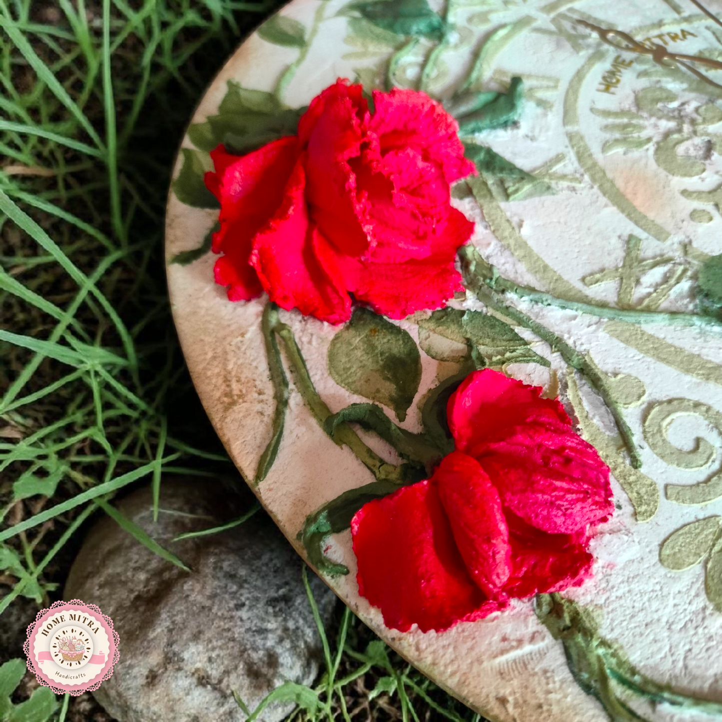 Vintage Rose 3D Sculptural Wall Clock (14-Inch)