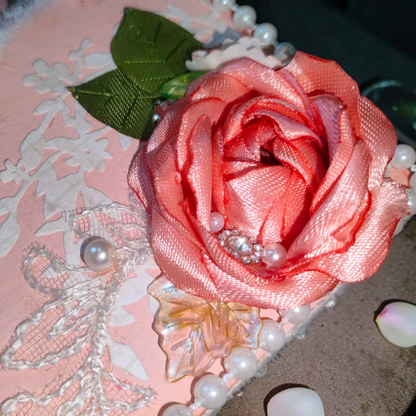 Vintage Peony and Rose Pearl Shabby Chic Vanity Trunk